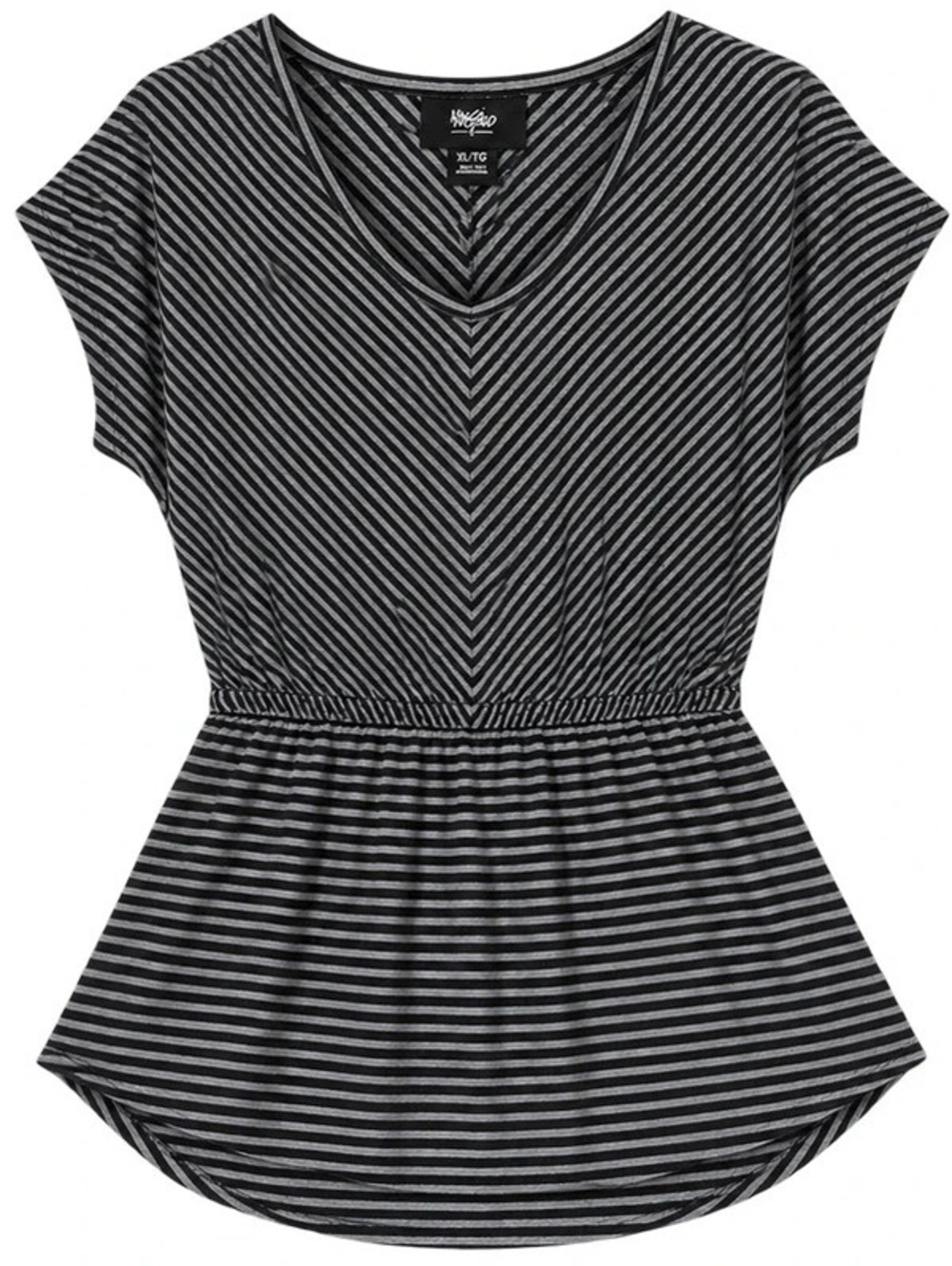 Mossimo Gray & Black Striped Peplum Tunic Top XL
